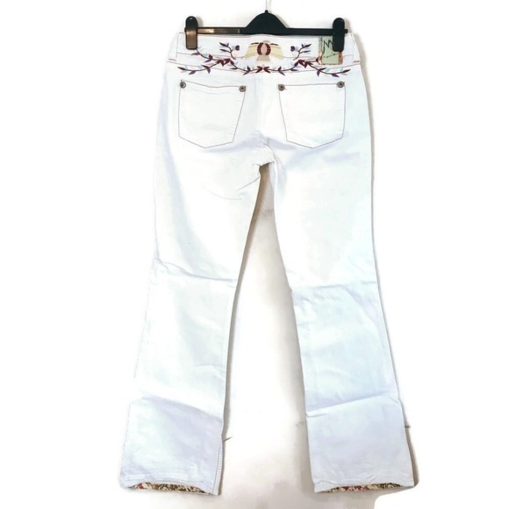 Marlow Embroidered Low Rise Flare Leg Jeans Eagle Embroidery Women’s size 30 11